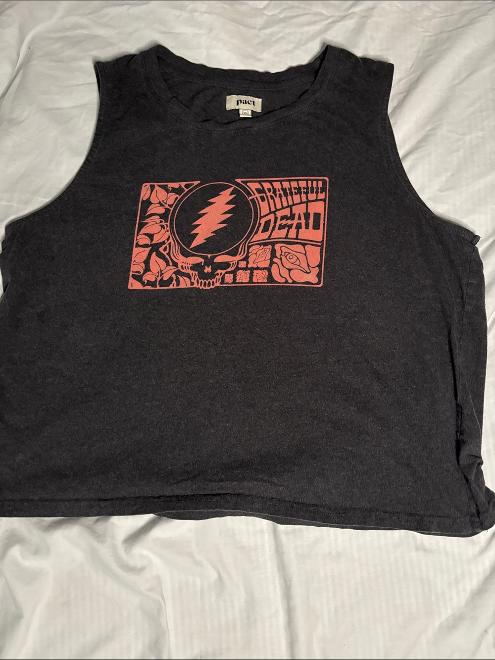 Pact x Grateful Dead Organic Cotton Muscle Tank Charcoal XL